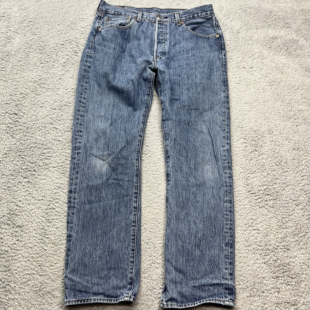 Levi's 501 Button Fly Jeans Mens 34x30 Blue Straight Leg Classic Normcore